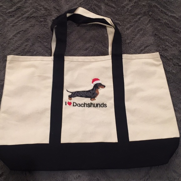 Handbags - New Canvas Dachshund Holiday Tote Bag